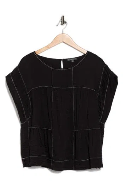 Adrianna Papell Topstitched Crinkled Cap Sleeve Top