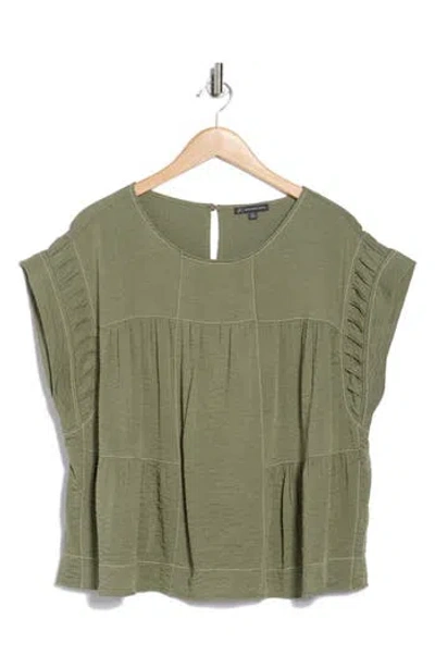 Adrianna Papell Topstitched Crinkled Cap Sleeve Top