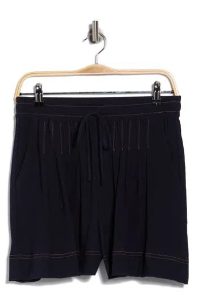 Adrianna Papell Topstitched Pull-on Shorts In Black