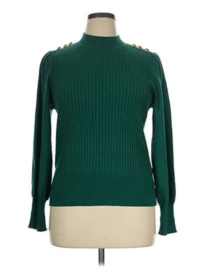 Pre-owned Adrianna Papell Turtleneck Sweater In Green
