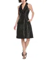 Adrianna Papell Tuxedo Jacquard Dress In Black