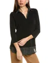 Adrianna Papell Two-fer V-neck Sweater In Black