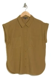Adrianna Papell Utility Button-up Shirt In Olive Brown