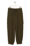 Adrianna Papell Utility Pocket Joggers In Dark Green