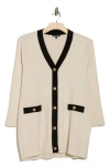ADRIANNA PAPELL ADRIANNA PAPELL V-NECK BUTTON FRONT LONG CARDIGAN