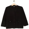 Adrianna Papell V-neck Fringe Cardigan In Black