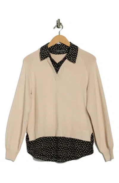 Adrianna Papell V-neck Twofer Sweater