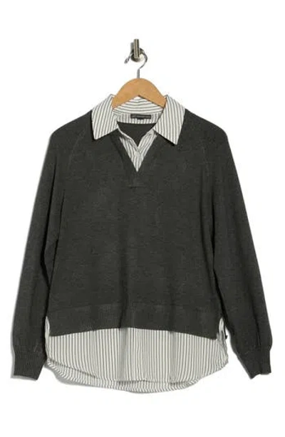 Adrianna Papell V-neck Twofer Sweater