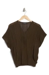 Adrianna Papell V-neck Vertical Rib Sweater In Chocolate Walnut