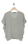 Adrianna Papell V-neck Vertical Rib Sweater In Seafoam Mist