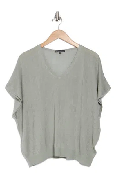 Adrianna Papell V-neck Vertical Rib Sweater In Seafoam Mist