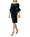 Adrianna Papell Womens Velvet Bell Sleeve Cocktail And Party Dress In Hunter