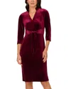 Adrianna Papell Velvet Sheath Dress In Burgundy