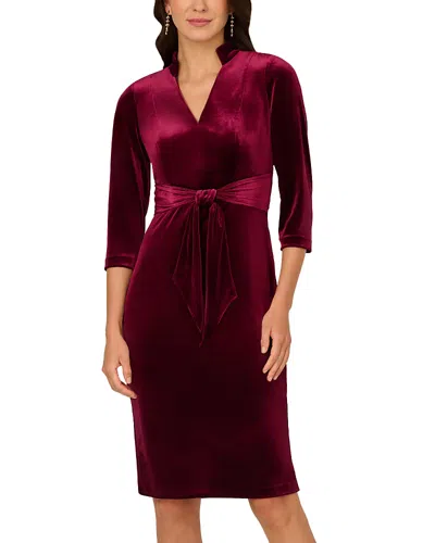 Adrianna Papell Velvet Sheath Dress In Burgundy