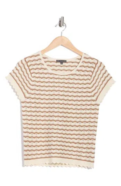 Adrianna Papell Wavy Stripe Pointelle Sweater