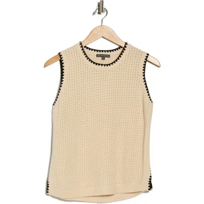 Adrianna Papell Whipstitch Sleeveless Sweater In Neutral