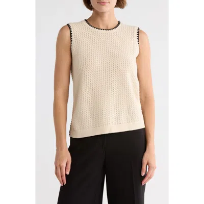 Adrianna Papell Whipstitch Sleeveless Sweater In Multi
