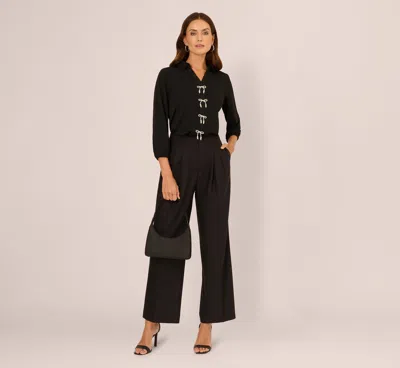 Adrianna Papell Wide Leg Pleated Trouser In Black