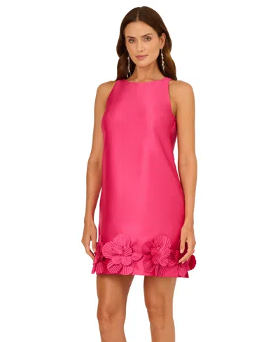 Adrianna Papell Women's 3d Floral Hem Shift Dress In Pink