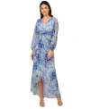 ADRIANNA PAPELL WOMEN'S ABSTRACT FLORAL CHIFFON GOWN