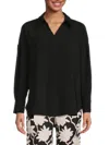 Adrianna Papell Women's Airflow Collared Tunic Top In Black