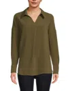 Adrianna Papell Women's Airflow Collared Tunic Top In Olive Green