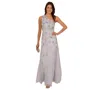 Adrianna Papell Beaded One-shoulder Trumpet Gown In Serenity
