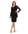 Adrianna Papell Asymmetric Peplum Dress In Black