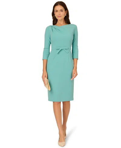 Adrianna Papell Drape Neck Sheath In Green