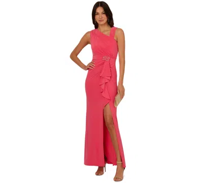 Adrianna Papell Women's Asymmetrical Ruffled Gown