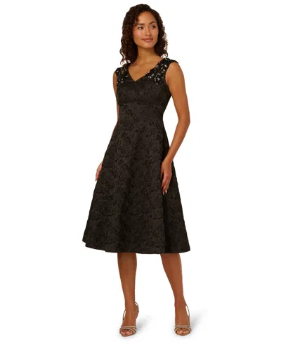 Adrianna Papell Women's Bead Jacquard Midi Dress In Black