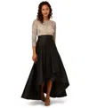 Adrianna Papell Women's Bead Taffeta Long Dress In Black