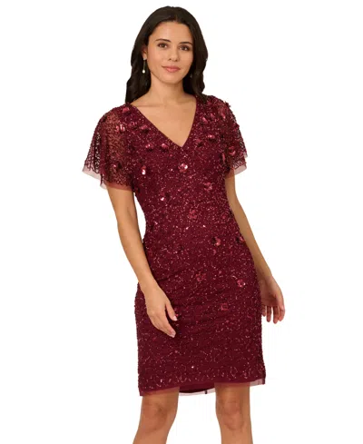 Adrianna Papell Women's Beaded Dolman Sleeve Sheath Dress In Multi
