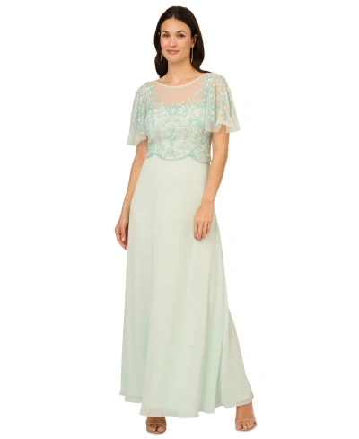 Adrianna Papell Women's Beaded Gown In Mint Glass