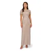 Adrianna Papell Womens Sequined Polyester Evening Dress In Brown
