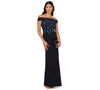 Adrianna Papell Embellished Crepe Column Gown In Blue