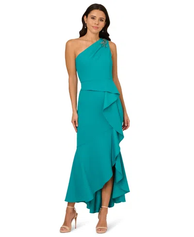 Adrianna Papell Women's Beaded One-shoulder Gown