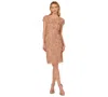 Adrianna Papell Women's Boat-neck Beaded Sheath Dress In Rose Gold