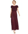 Adrianna Papell Womens Chiffon Embellished Formal Dress In Cassis