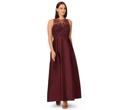 Adrianna Papell Women's Beaded Taffeta Ball Gown In Brown