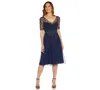 Adrianna Papell Women's Beaded V-neck Midi Dress In Blue