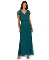 Adrianna Papell Women's Blouson Beaded Long Dress In Blue