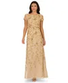 Adrianna Papell Women's Boat-neck Blouson Beaded Gown In Gold