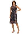 ADRIANNA PAPELL WOMEN'S BOAT-NECK EMBROIDERED MIDI DRESS