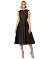 Adrianna Papell Women's Boat Neck Sleeveless Fit & Flare Dress In Black