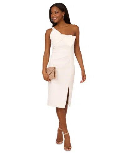 Adrianna Papell Women's Bow-front One-shoulder Dress In Ivory