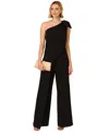 Adrianna Papell Women's Bow-trim One-shoulder Jumpsuit In Black