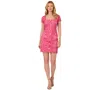 Adrianna Papell Women's Button-front Scalloped-hem Lace Dress In Petunia