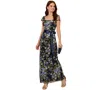 Adrianna Papell Women's Cascading Floral Sheath Gown In Navy Multi