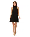 Adrianna Papell Women's Chiffon Mock-neck Sleeveless Shift Dress In Black